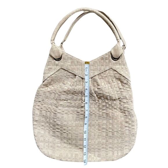 Lauren Merkin Metallic Gold Tan Woven Tote Shoulder Bag - Picture 7 of 13